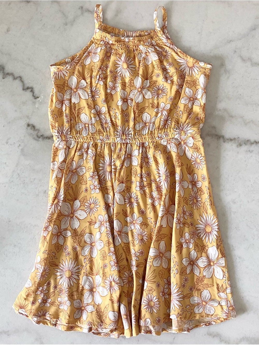 Jumping Bean Girls Size 6 Yellow Floral Summer Dress With Spaghetti Straps